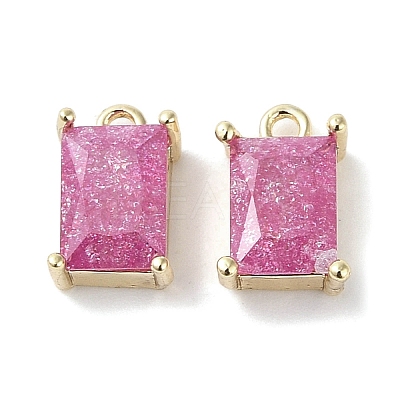 Brass Micro Pave Cubic Zirconia Charms KK-G491-31G-03-1