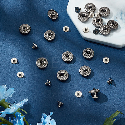 15Pcs 1-Hole Alloy & Plastic Beads Buttons BUTT-HY0001-11B-1