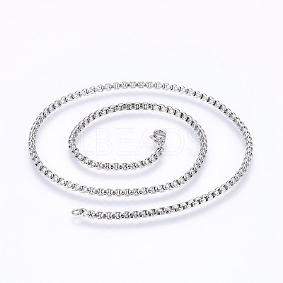 Non-Tarnish 304 Stainless Steel Box Chain Necklaces NJEW-F227-09P-08-1