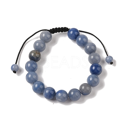 10mm Round Dyed & Heated Natural Blue Aventurine Braided Bead Bracelets BJEW-C067-01C-16-1