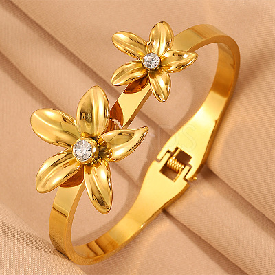304 Stainless Steel Rhinestone Hinged Bangles for Women WG2B9FA-02-1