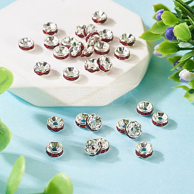 30Pcs 2 Colors Brass Rhinestone Spacer Beads RB-TA0001-29A-1