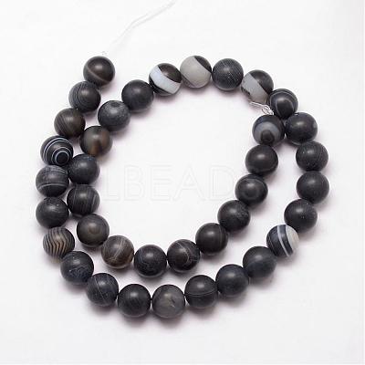 Natural Black Agate Bead Strands G-K166-12-8mm-03-1