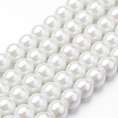 Eco-Friendly Dyed Glass Pearl Round Bead Strands X-HY-A008-8mm-RB001-1
