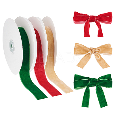3 Rolls 3 Colors Single Face Velvet Ribbon Sets OCOR-AR0001-57-1
