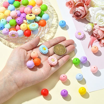 Round/Daisy Silicone Focal Beads SIL-YW0001-49-1