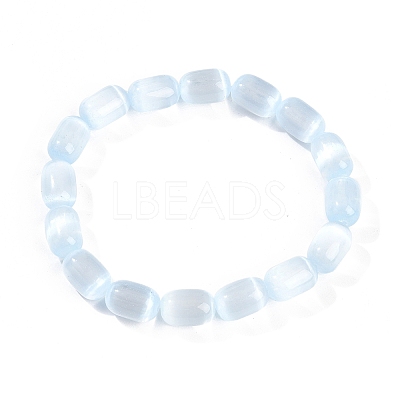 Dyed Natural Selenite Column Beaded Stretch Bracelets for Women BJEW-I312-05A-1