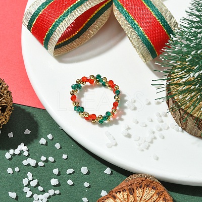 Christmas Theme Glass Rings RJEW-TA00121-1