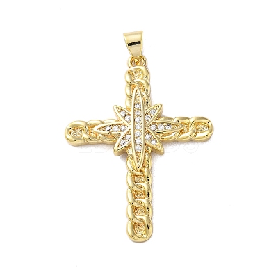 Brass Micro Pave Clear Cubic Zirconia Pendants KK-A212-06G-G-1