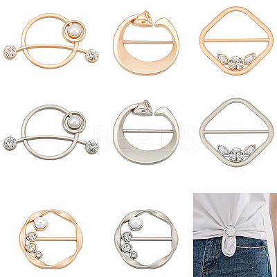8Pcs 8 Style Alloy Resin Imitation Pearl Slide Buckles JEWB-GA0004-76-1