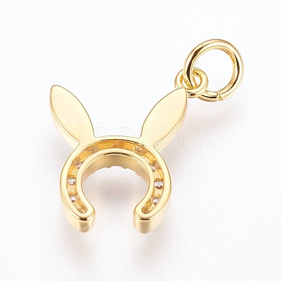 Brass Cubic Zirconia Bunny Pendants ZIRC-G144-07G-01-1