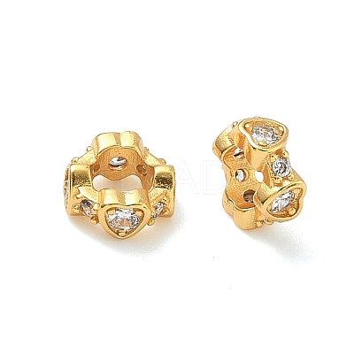 Brass Micro Pave Cubic Zirconia Rondelle European Beads KK-H532-33G-1