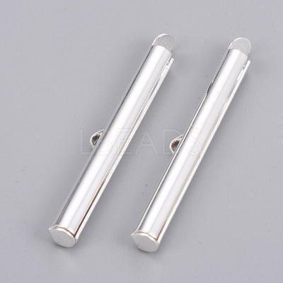 Brass Slide On End Clasp Tubes X-KK-Q747-11H-S-1