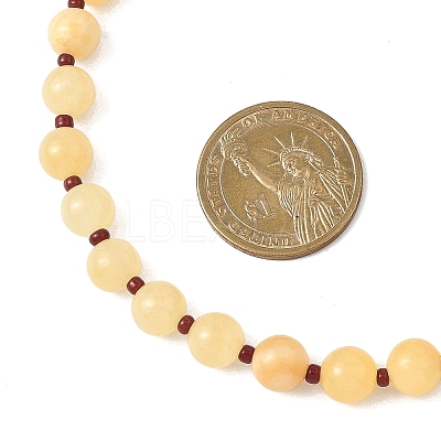 8.5MM Round Dyed Natural Malaysia Jade with Glass Seed Beaded Necklaces for Women NJEW-JN05646-02-1