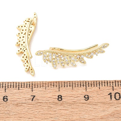 Brass Pave Cubic Zirconia Stud Crawler Earrings KK-CBAA351-08G-1