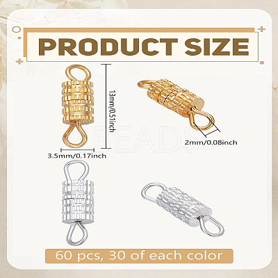 60Pcs 2 Colors Brass Screw Clasps KK-LP0001-96-1