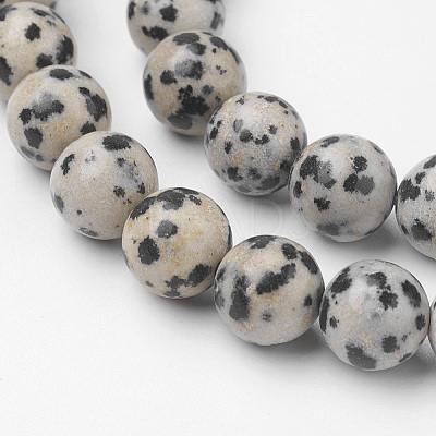 Natural Dalmatian Jasper Bead Strands G-G735-68-8mm-1