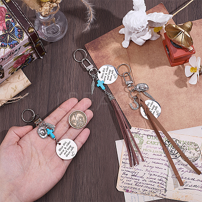 3Pcs Faux Suede Cord & Alloy Keychains HJEW-BC00123-1