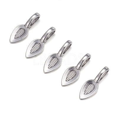 Tibetan Style Alloy Glue-on Flat Pad Bails AB3348Y-1