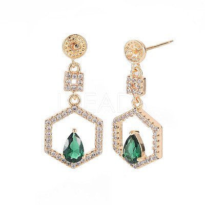 Brass Micro Pave Cubic Zirconia Stud Earring Findings KK-S364-045-1