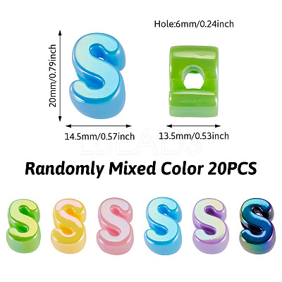 20Pcs UV Plating Opaque Acrylic European Beads OACR-TADJ0001-16S-1
