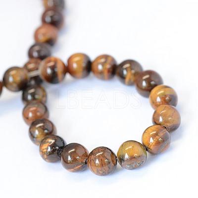 Grade AB Natural Tiger Eye Round Bead Strands G-E334-10mm-17-1