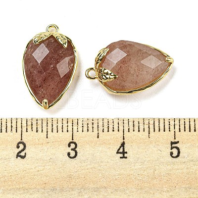 Natural Strawberry Quartz Faceted Pendants G-M431-06G-06-1