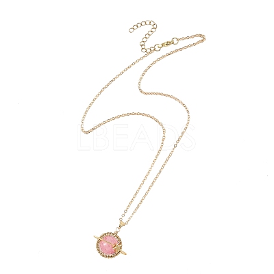 Dyed Natural Green Jade Copper Wire Wrapped Planet Pendant Brass Cable Chain Necklaces for Women NJEW-TA00260-01-1