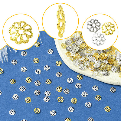 300Pcs 3 Styles Brass Bead Caps IFIN-FS0001-43-1