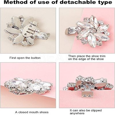 Alloy Rhinestone Shoe Clip Findings FIND-FG0001-02P-1