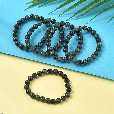 Natural Kambaba Jasper Stretch Beaded Bracelets G-A185-01V-1