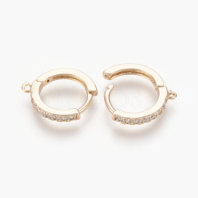 Brass Micro Pave Cubic Zirconia Huggie Hoop Earring Findings KK-O112-13LG-1