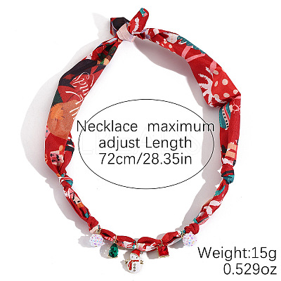 Christmas Snowman Alloy Enamel & Resin & Glass & Plastic Pearl & Rhinestone Tassel Scarf Choker Necklaces FS-WG248CD-12-1