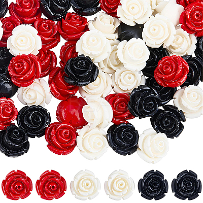 60Pcs 3 Colors Synthetic Coral Carved Beads CORA-SC0001-26-1