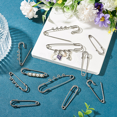 6 Styles 304 Stainless Steel Safety Pins Brooch Findings STAS-TA0006-12P-1