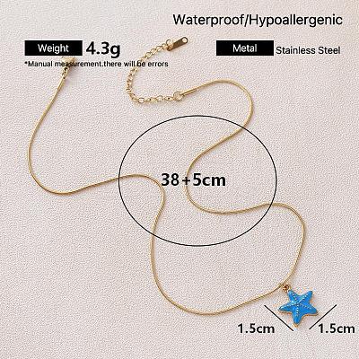 Vintage Ocean 304 Stainless Steel Enamel Starfish Pendant Necklaces for Women LS-FT5866-1