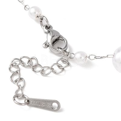 ABS Plastic Pearl Round Beads Link Bracelets BJEW-G774-05P-1