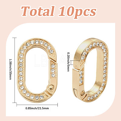 10Pcs Zinc Alloy Crystal Rhinestone Spring Gate Rings FIND-SC0019-51A-1