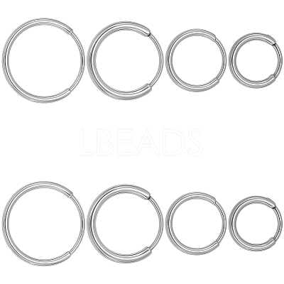 8Pcs 4 Styles Hypoallergenic F136 Implant Grade Pure Titanium Hoop Earrings EJEW-BBC0001-86-1