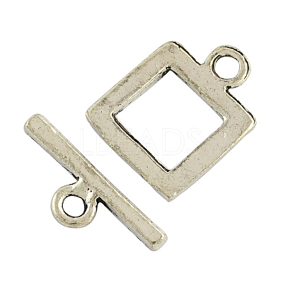 Square Tibetan Style Toggle Clasps TIBE-2036-AS-NR-1