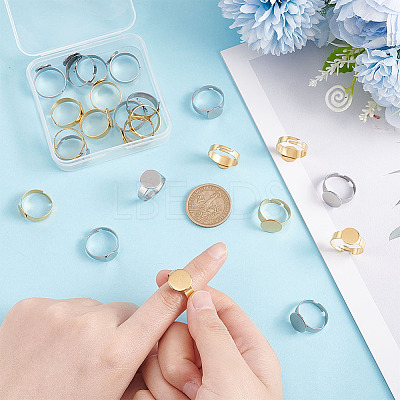 24Pcs 6 Style Adjustable 304 Stainless Steel Finger Rings Components STAS-AR0001-53-1