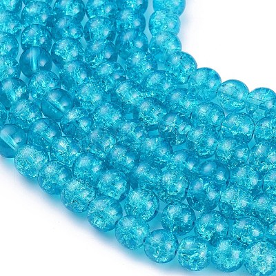 Crackle Glass Beads Strands X-CCG-Q001-8mm-06-1