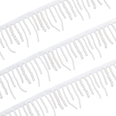 2 Yards Plastic Imitation Pearl & Polyester Beaded Trim Garland Strand OCOR-CY0004-08-1