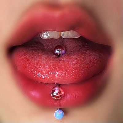 304 Stainless Steel with Acrylic Round Ball Straight Barbell Tongue Rings FS-WG99CB2-03-1