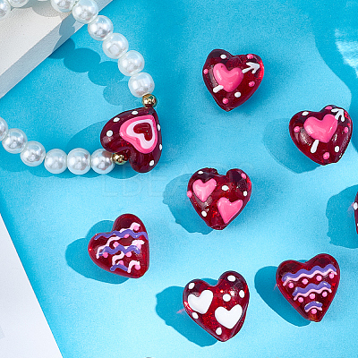 10Pcs 5 Colors Handmade Lampwork Enamel Beads LAMP-PA0001-05-1