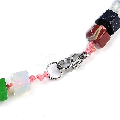 Natural & Synthetic Mixed Stone Hexagon Prism Graduated Beaded Necklaces for Women Men NJEW-K388-03F-1