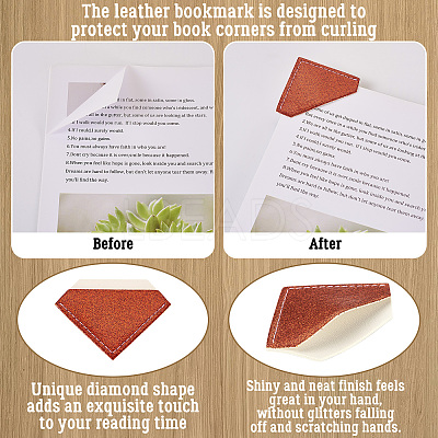Glitter Imitation Leather Book Corner Protectors AJEW-TAC0038-03B-1