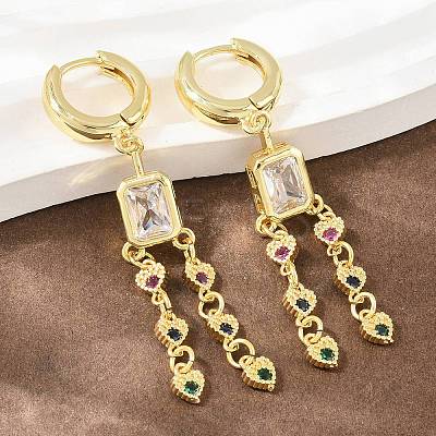 Brass Micro Pave Cubic Zirconia Chandelier Earrings KK-CBA8324-15G-1