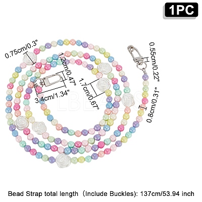 Rainbow Macaron Color Resin Round & Rose Beaded Mobile Phone Straps DIY-WH0401-73-1