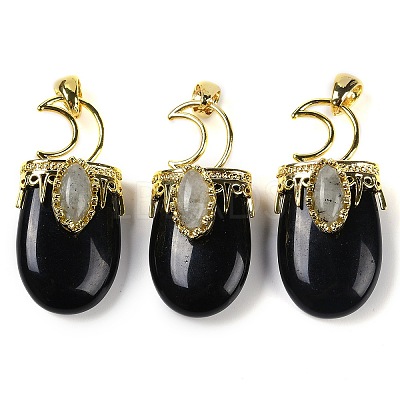 Natural Obsidian Pendants G-L524-17G-01-1
